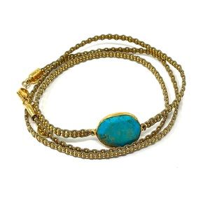 New Anthropologie Gas Bijoux Wrap Stone Bracelet Gold